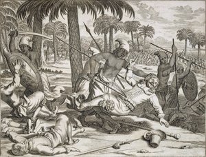 Der Mord an Herrn Koster durch die Singhalesen, Ceylon Sri Lanka, veröffentlicht 1672