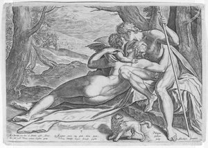 Venus und Adonis, aus der Serie Die Geschichte von Adonis, ca. 1579