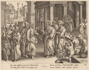 Der heilige Paulus streitet mit dem Zauberer von Philip Galle after Jan van der Straet
