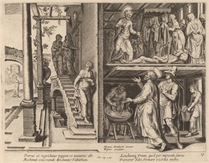 Die Auferweckung der Tabitha von Philip Galle after Maerten van Heemskerck