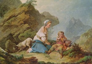 Hagar beobachtet ihren Sohn beim Trinken
