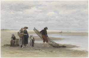 Garnelenfischer am Strand
