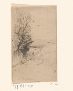 Landschaft mit Bach und Bäumen