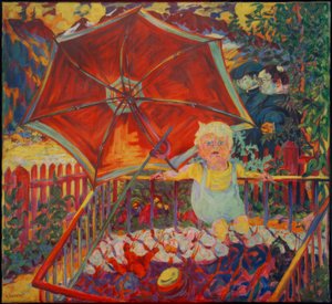 Eric im Laufstall (Sonnenschirm) von Philipp Bauknecht