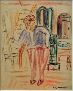 Kirchner vor der Staffelei in seinem Atelier