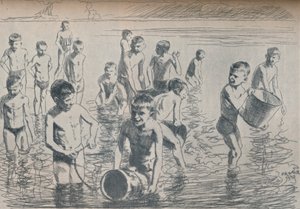Jungen beim Baden, um 1911