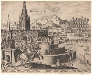 Die Mauern von Babylon aus der Serie Die achten Wunder der Welt nach Maarten van Heemskerck, 1572 von Philipp Galle