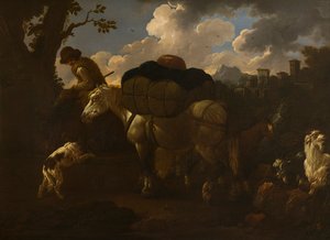 Eine bäuerliche Szene, ca. 1677-1706 von Philipp Peter called Rosa da Tivoli Roos