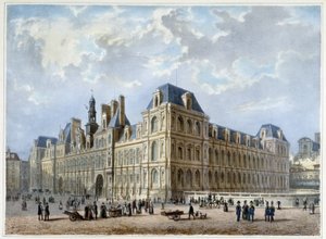 Das Rathaus - in „Promenade dans Paris et ses environs“, entworfen von Jacottet und Benoist, um 1840