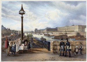 Der Louvre vom Pont Neuf aus gesehen - in Promenade dans Paris et ses environs, entworfen von Jacottet und Benoist, ca. 1840 von Philippe Benoist