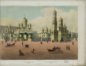 Der Kathedralenplatz im Moskauer Kreml aus einer Panoramasicht von Moskau in 10 Teilen, ca. 1848 von Philippe Benoist