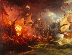 Niederlage der spanischen Armada, 8. August 1588 von Philippe Jacques de Loutherbourg