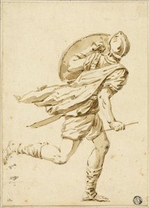 Römischer Krieger im Lauf, von hinten gesehen