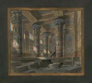 Szenografie von Philippe Chaperon für die Oper Aida von Giuseppe Verdi (1813-1901): der Tempel der Isis von Philippe Marie Chaperon