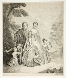 Die Familienpromenade, auch genannt Philippe Mercier, seine erste Frau und Familie von Philippe Mercier