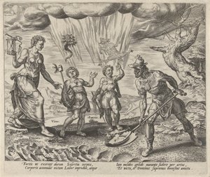 Arbeit wird mit Nahrung und Kleidung belohnt (Belohnungen für Arbeit und Fleiß) von Philips Galle