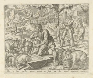 Der verlorene Sohn als Schweinehirt, Gleichnis vom verlorenen Sohn von Philips Galle