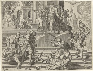 König Josia lässt den Tempel von Baal zerstören von Philips Galle