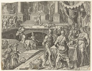 König Josia feiert Pessach von Philips Galle