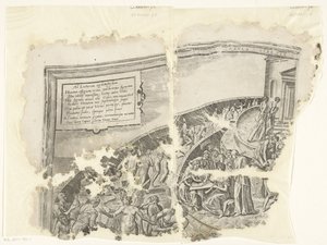 Linkeroberer Ecke eines Drucks der Szene von Cebes (Tabula Cebetis Carta Vitae)