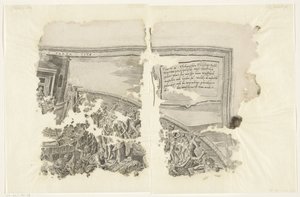Rechteroberer Ecke eines Drucks der Szene von Cebes (Tabula Cebetis Carta Vitae)