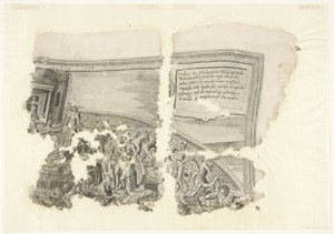 Rechteroberer Ecke einer Druckgrafik der Szene von Cebes (Tabula Cebetis Carta Vitae)