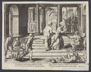 St. Peter heilt den Lahmen am schönen Tor von Philips Galle