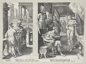 Der Engel sendet Cornelius zu St. Peter von Philips Galle