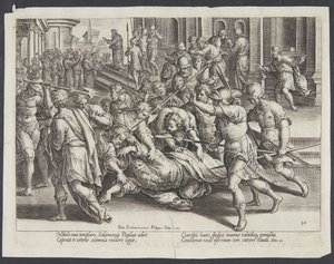 Der Hauptmann verhindert, dass die Juden Paulus töten von Philips Galle
