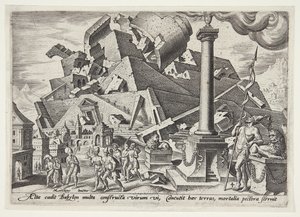 Die Zerstörung des Turms von Babel und die Zerstreuung der Völker von Philips Galle