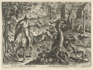 Wolfsjagd mit Fallen
Jagdszenen (Serientitel)
In quibus omne genus venationis, aucupij, piscatusque (Serientitel)