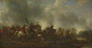 Kavallerie greift Infanterie an, 1656-1668 von Philips Wouwerman