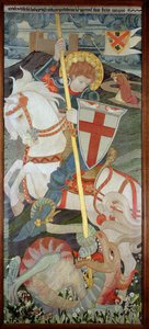 St. Georg tötet den Drachen, Una betet im Hintergrund, 1904 (Stickerei)