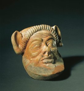 Phönizische Kunst: Terrakotta-Maske eines Fauns. Aus Ibiza, Spanien. 3. Jahrhundert v. Chr. Madrid, Museo Arqueologico Nacional von Phoenician