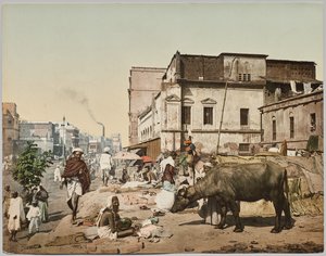 Indien. Kalkutta. Harrison Road I mit Gruppe von Jogees, nach einem Foto von Dr. Kurt Boeck von Photoglob Co. (Zurich, active c. 1890 1910)