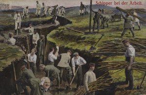 Deutsche Infanterie gräbt Schützengräben, Erster Weltkrieg