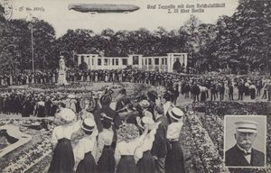 Graf Ferdinand von Zeppelin und sein Luftschiff LZ III über Berlin von Photographer German