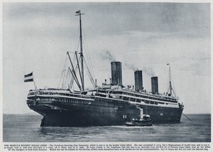 Imperator, Ozeandampfer, gebaut für die deutsche Hamburg-Amerika-Linie im Jahr 1913, von den Alliierten genutzt, um amerikanische Truppen nach dem Ende des Ersten Weltkriegs in die Vereinigten Staaten zurückzubringen (s/w Foto)