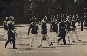 Kaiser Wilhelm II. und seine Söhne (s/w Foto) von Photographer German