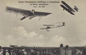 Das erste internationale Flugrennen in Deutschland, die Berliner Flugwoche, Berlin-Johannisthal, September - Oktober 1909 von Photographer German