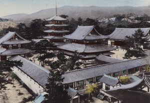 Japan, ca. 1912: Horyu-ji, der älteste buddhistische Tempel in Japan, vor etwa 1300 Jahren erbaut von Photographer Japanese