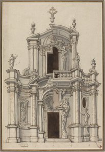 Aufriss für eine Kirchenfassade, mit Alternativen von Piedmontese 18th Century