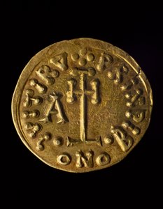Solidus von Prinz Arechi, Rückseite, lombardische Münzen, 8. Jahrhundert von Blaise Nicolas Le Sueur