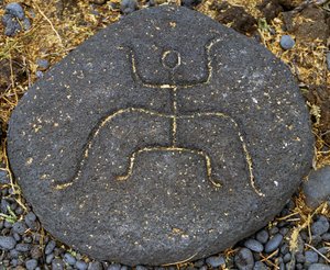 Steingravur, Puako Petroglyph Archaeological District, Insel Hawaii, Vereinigte Staaten von Blaise Nicolas Le Sueur