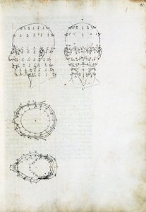 Konstruktion und geometrische Projektion des Kopfes, Seite aus De Prospectiva pingendi (Über die Perspektive der Malerei), von Piero della Francesca (ca. 1415-1492), Italien