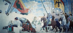 Detail aus der Legende vom Wahren Kreuz, das den Sieg von Konstantin zeigt