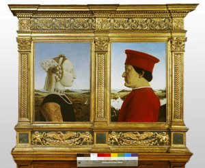 Porträts von Federico de Montefeltro, Herzog von Urbino, und Battista Sforza von Piero della Francesca