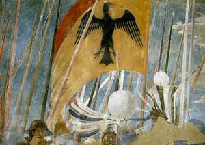 Die Legende vom Wahren Kreuz, der Sieg Konstantins in der Schlacht an der Milvischen Brücke (Detail) von Piero della Francesca