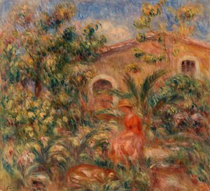 Landschaft mit Frau und Hund von Pierre-Auguste Renoir