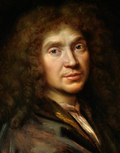 Detail des Porträts von Molière (1622-1673) Jean Baptiste Poquelin von Pierre (studio of) Mignard